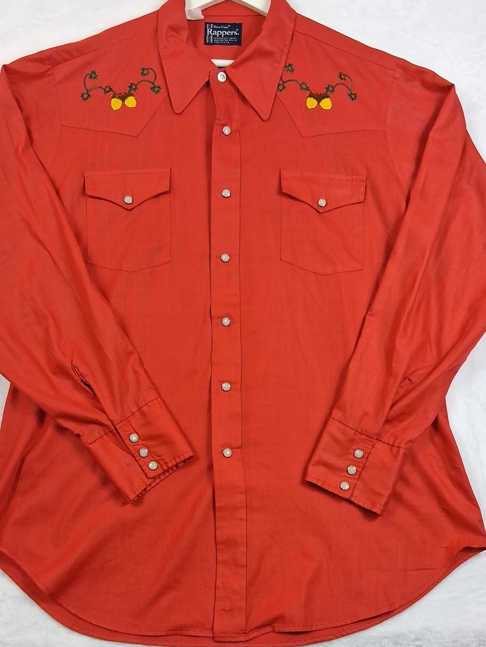 Vintage Dee Cee Rappers Men’s Red Western Shirt with Embroidered Yokes